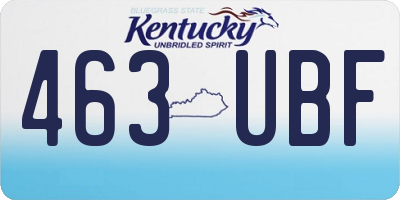 KY license plate 463UBF