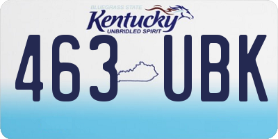 KY license plate 463UBK