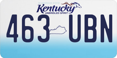 KY license plate 463UBN