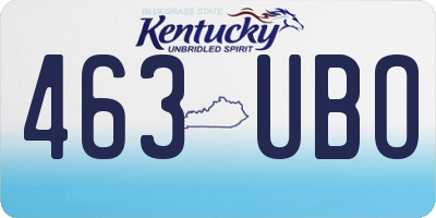 KY license plate 463UBO