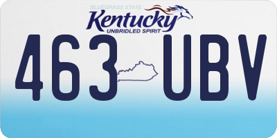 KY license plate 463UBV