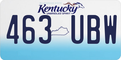 KY license plate 463UBW