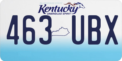 KY license plate 463UBX