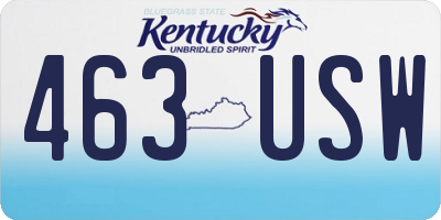 KY license plate 463USW