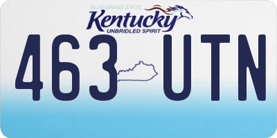 KY license plate 463UTN