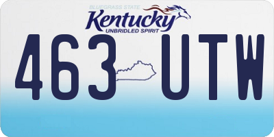 KY license plate 463UTW