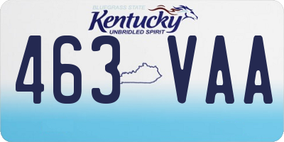 KY license plate 463VAA