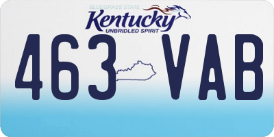 KY license plate 463VAB