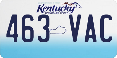 KY license plate 463VAC