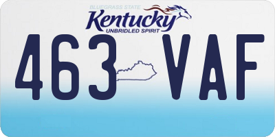 KY license plate 463VAF