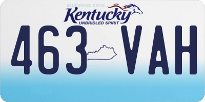 KY license plate 463VAH