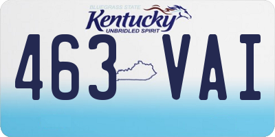 KY license plate 463VAI
