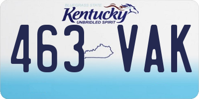 KY license plate 463VAK