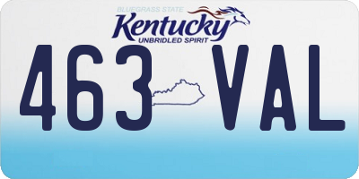 KY license plate 463VAL