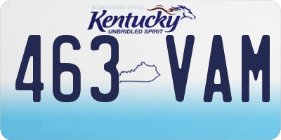 KY license plate 463VAM