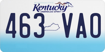KY license plate 463VAO