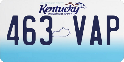 KY license plate 463VAP