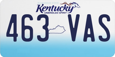 KY license plate 463VAS