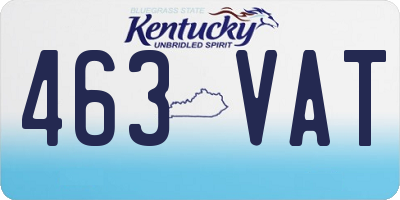 KY license plate 463VAT