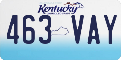 KY license plate 463VAY