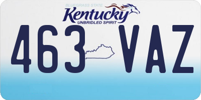 KY license plate 463VAZ