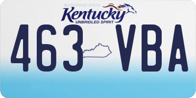 KY license plate 463VBA