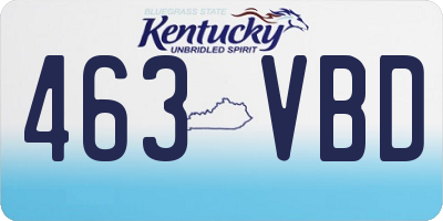 KY license plate 463VBD