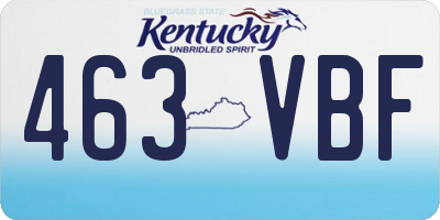 KY license plate 463VBF