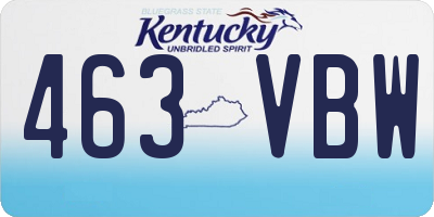 KY license plate 463VBW