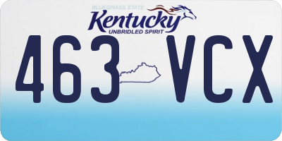 KY license plate 463VCX