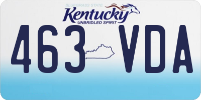 KY license plate 463VDA