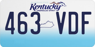 KY license plate 463VDF