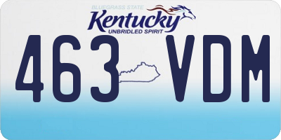KY license plate 463VDM