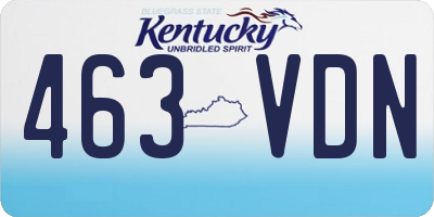 KY license plate 463VDN