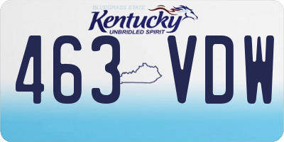 KY license plate 463VDW