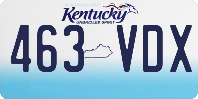KY license plate 463VDX