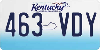 KY license plate 463VDY