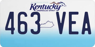 KY license plate 463VEA