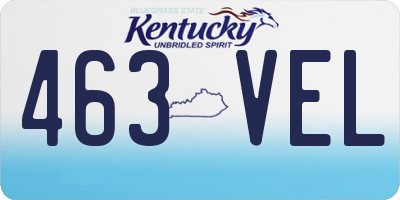 KY license plate 463VEL