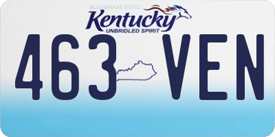 KY license plate 463VEN