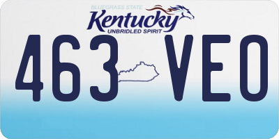 KY license plate 463VEO