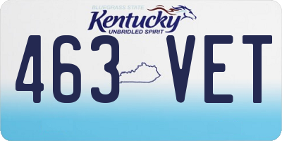 KY license plate 463VET