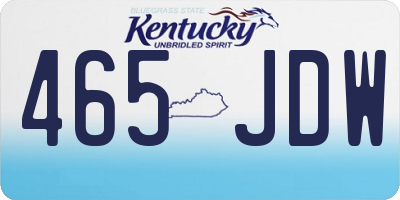 KY license plate 465JDW