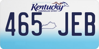 KY license plate 465JEB