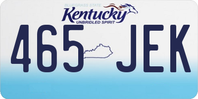KY license plate 465JEK