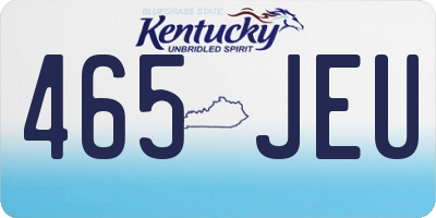KY license plate 465JEU