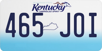 KY license plate 465JOI