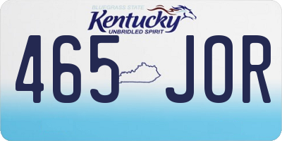 KY license plate 465JOR