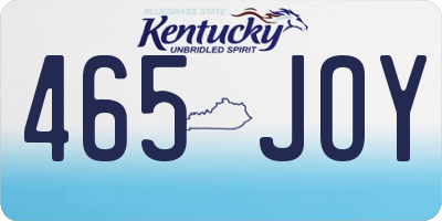 KY license plate 465JOY