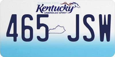 KY license plate 465JSW